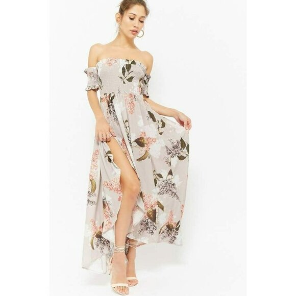 L'atiste Women's Small Floral Off-the-Shoulder Smocked High-Low Dress Easter - Picture 1 of 15